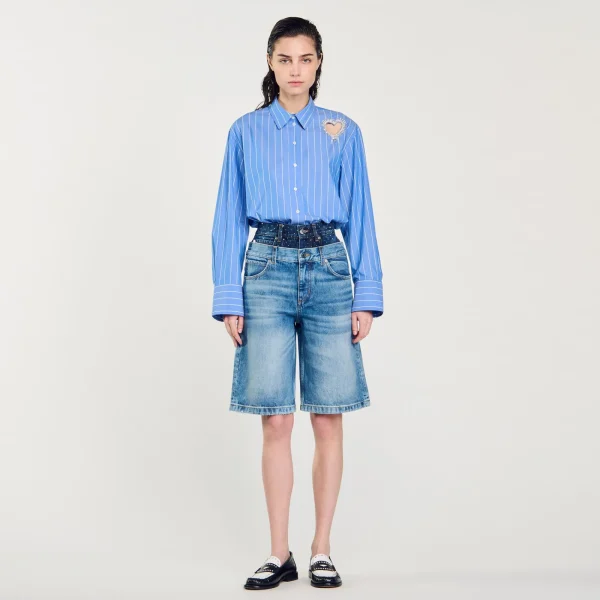 Fashion Bermuda En Jean à Double Ceinture Femme Jupes & Shorts