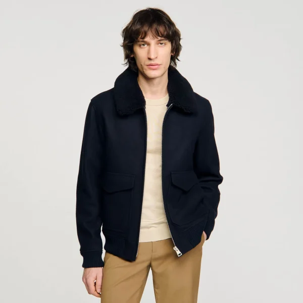 New Blouson Aviateur En Laine Homme Manteaux & Blousons