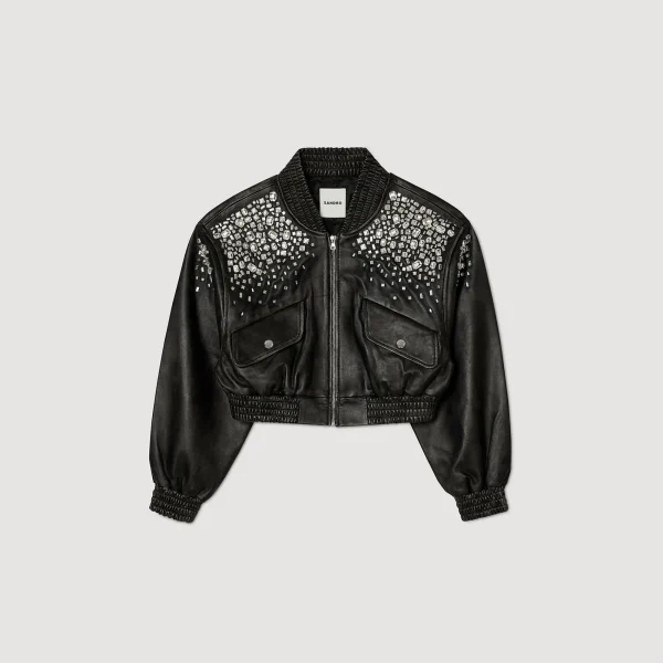 Cheap Blouson En Cuir Orné De Cristaux Femme Blousons & Vestes