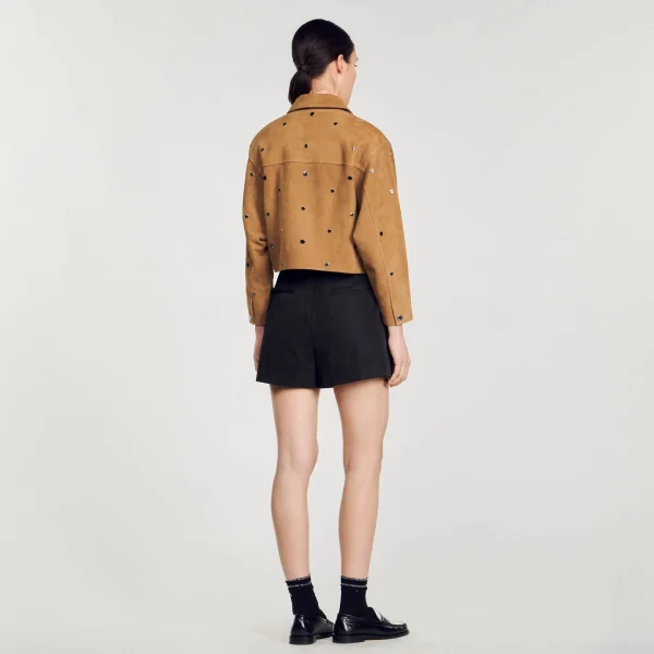 Shop Blouson En Daim Orné De Studs Femme Blousons & Vestes