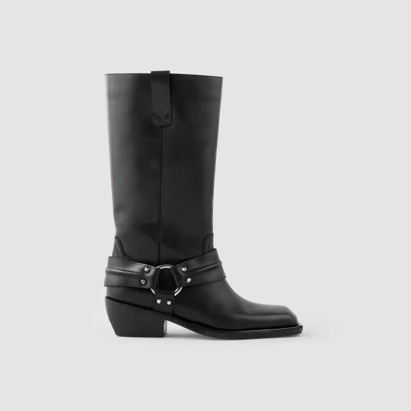 Store Bottes Biker En Cuir Femme Bottines