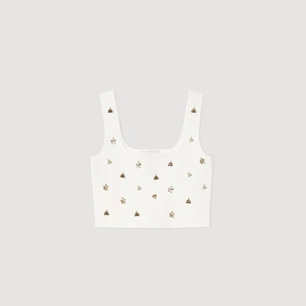 Shop Brassière En Maille Ornée De Charms Femme Ensembles | Pulls & Cardigans