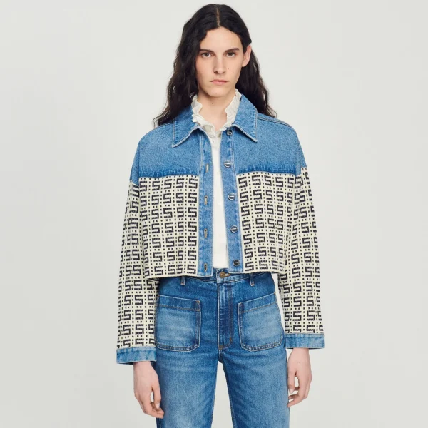 Flash Sale Cardicoat Court En Denim Femme Pulls & Cardigans