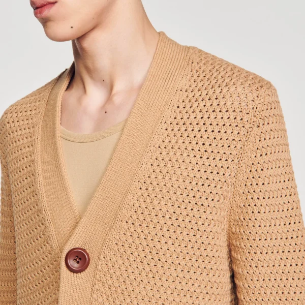 Sale Cardigan En Maille Ajourée Homme Pulls & Gilets