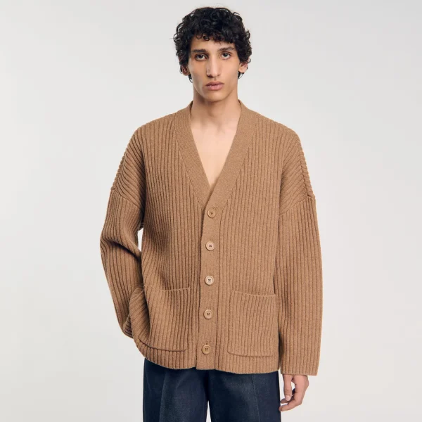 Clearance Cardigan Oversize à Côtes Homme Pulls & Gilets