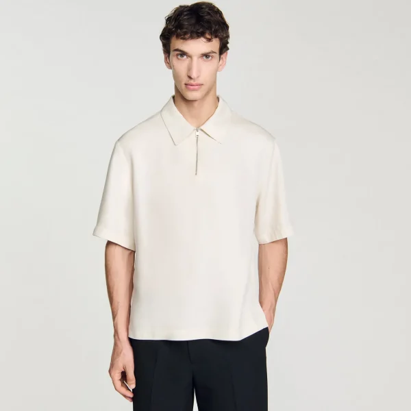 Shop Chemise Fluide à Col Zippé Homme Chemises