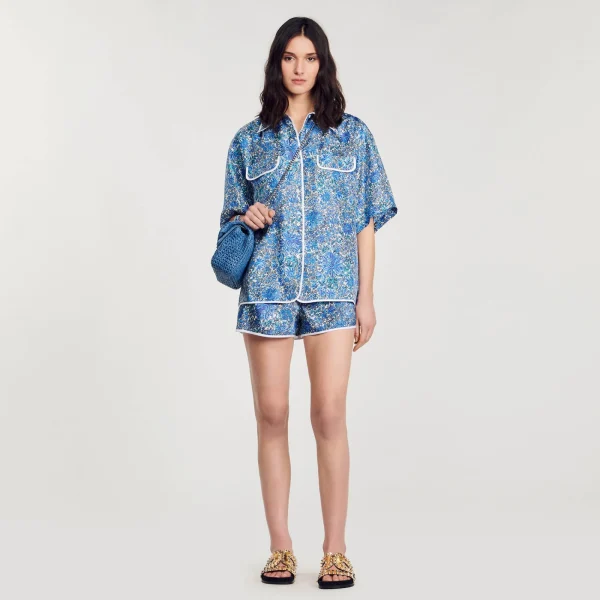 Outlet Chemise Large En Soie à Imprimé Fleuri Femme Ensembles | Tops & Chemises