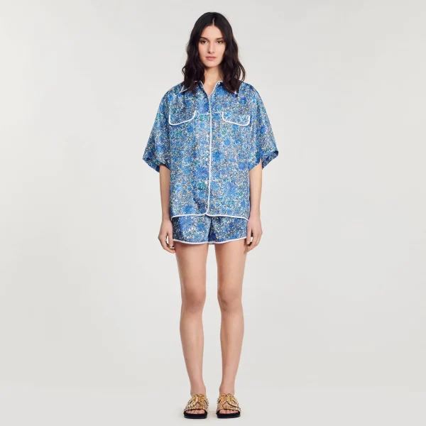 Outlet Chemise Large En Soie à Imprimé Fleuri Femme Ensembles | Tops & Chemises