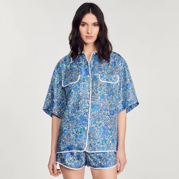 Outlet Chemise Large En Soie à Imprimé Fleuri Femme Ensembles | Tops & Chemises