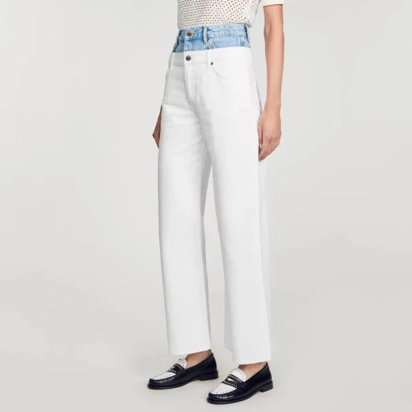 Shop Jean Double Ceinture Bicolore Femme Pantalons & Jeans