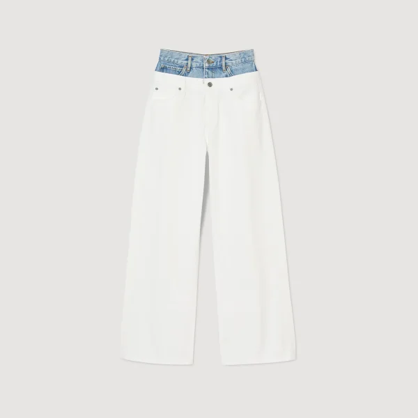 Shop Jean Double Ceinture Bicolore Femme Pantalons & Jeans