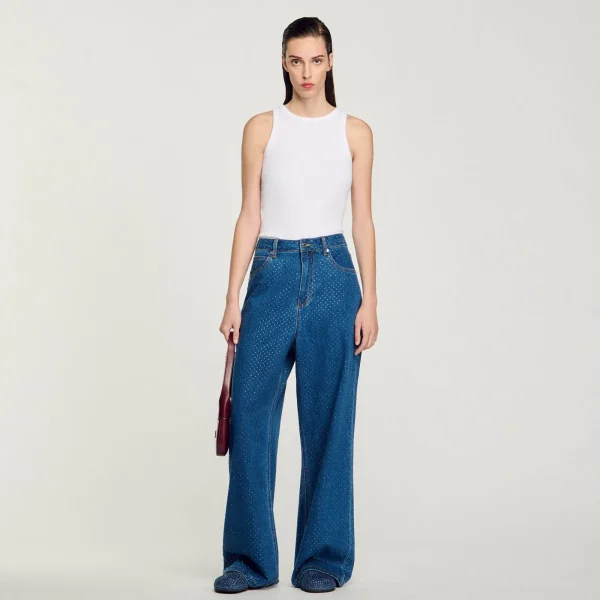 Online Jean Large Strassé Femme Pantalons & Jeans