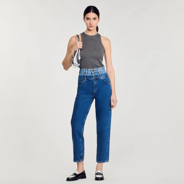 Outlet Jean Mom Double Ceinture Femme Pantalons & Jeans