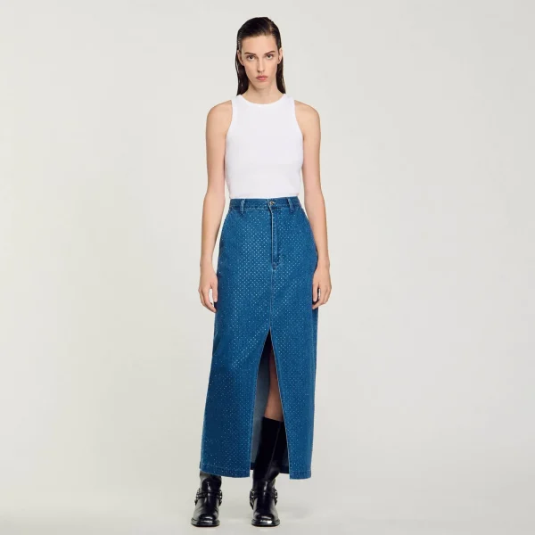 Flash Sale Jupe Longue En Jean Strassé Femme Jupes & Shorts