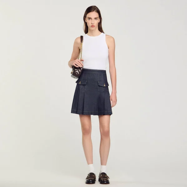 New Jupe Plissée En Jean Femme Ensembles | Jupes & Shorts