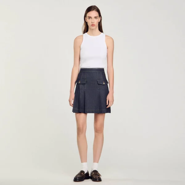 New Jupe Plissée En Jean Femme Ensembles | Jupes & Shorts