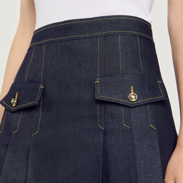 New Jupe Plissée En Jean Femme Ensembles | Jupes & Shorts