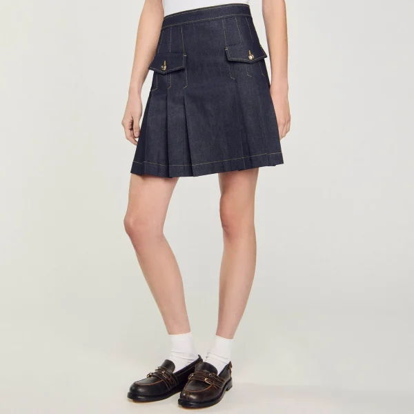 New Jupe Plissée En Jean Femme Ensembles | Jupes & Shorts