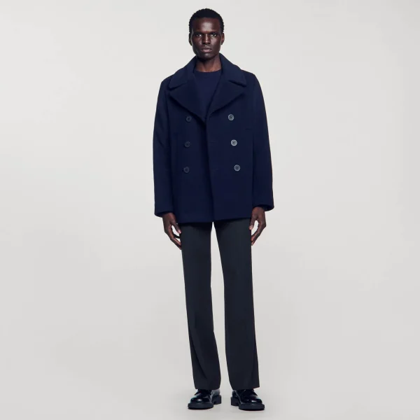 Online Manteau Droit En Laine Mélangée Homme Manteaux & Blousons