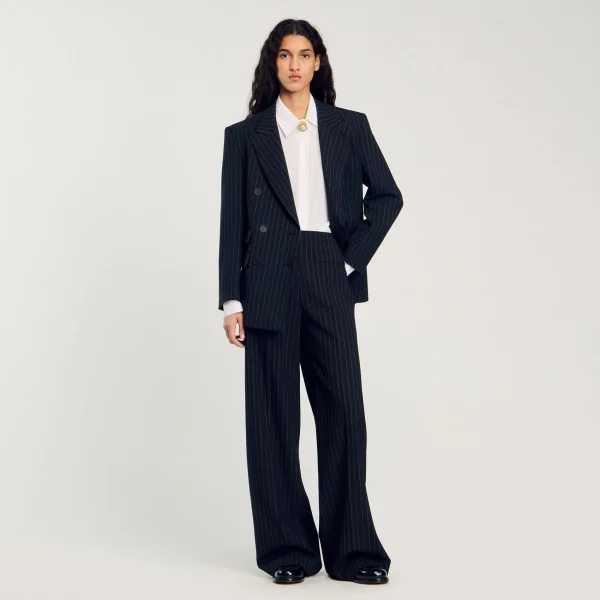 Sale Pantalon Droit à Fines Rayures Femme Costumes | Pantalons & Jeans