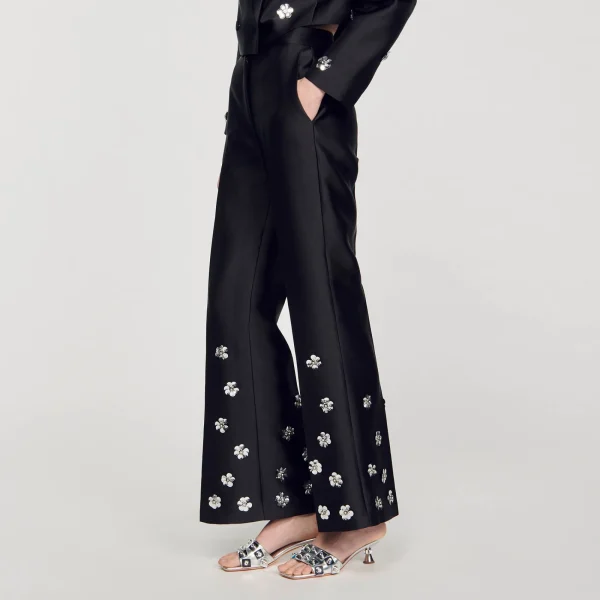 Cheap Pantalon Satiné Orné De Sequins Femme Ensembles | Pantalons & Jeans