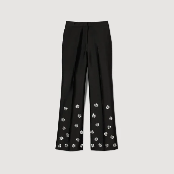 Cheap Pantalon Satiné Orné De Sequins Femme Ensembles | Pantalons & Jeans