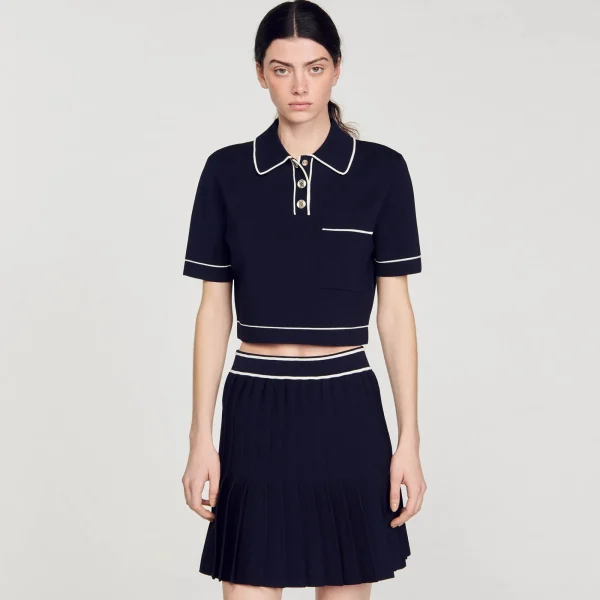 Fashion Pull Court Col Polo Femme Pulls & Cardigans | Tops & Chemises