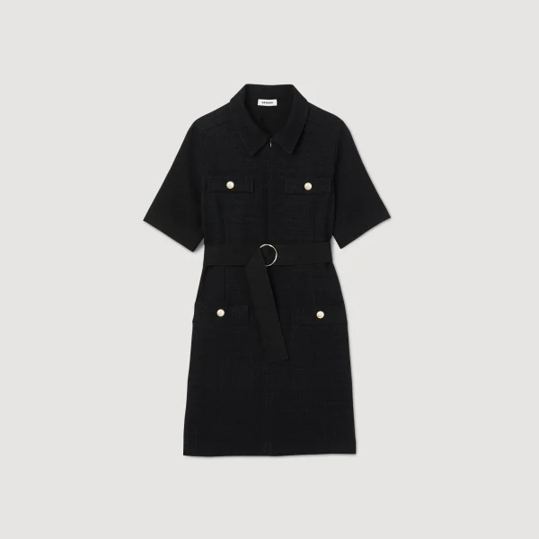 Flash Sale Robe à Manches Courtes Bi Matières Femme Robes