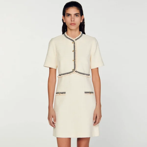 New Robe Courte En Tweed Femme Robes