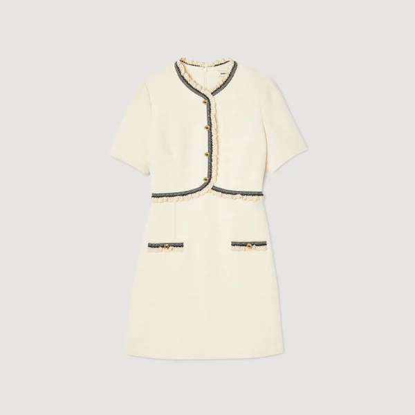 New Robe Courte En Tweed Femme Robes