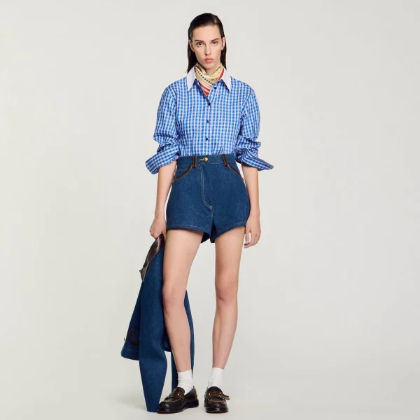 Clearance Short En Jean Détails En Cuir Femme Ensembles | Jupes & Shorts