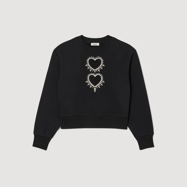 Sale Sweatshirt à Cœurs Strassés Femme Pulls & Cardigans