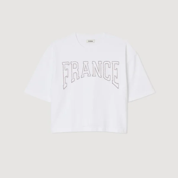 Sale Tee-shirt Court Brodé France Femme T-Shirts