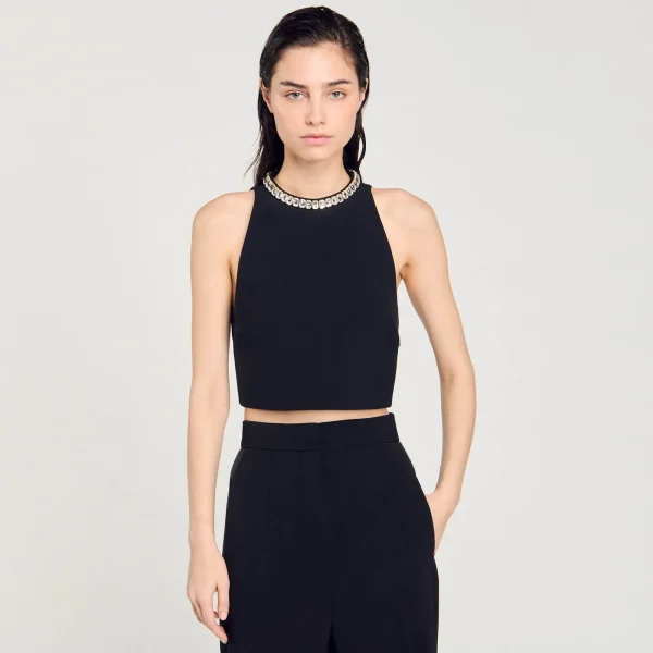 Sale Top Court à Strass Femme Ensembles | Tops & Chemises