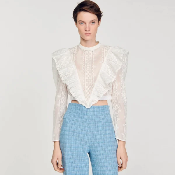 Best Sale Top Court En Broderie Anglaise Femme Tops & Chemises