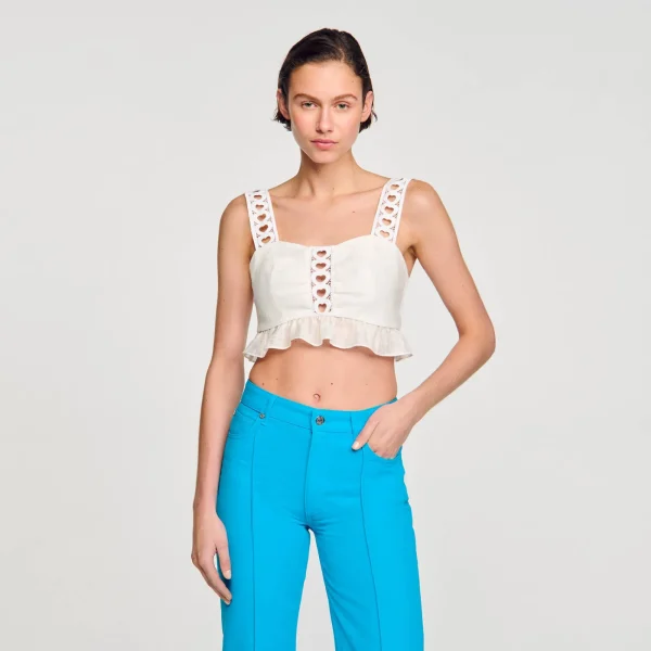 Best Sale Top Court En Lin Mélangé Femme Tops & Chemises