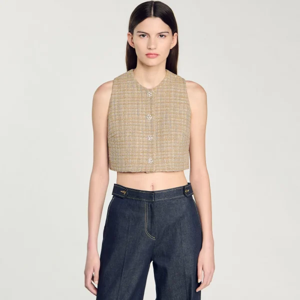 Hot Top En Tweed Femme Ensembles | Tops & Chemises