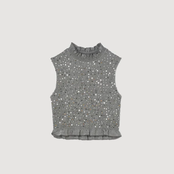 Cheap Top Smocké à Sequins Femme T-Shirts | Tops & Chemises