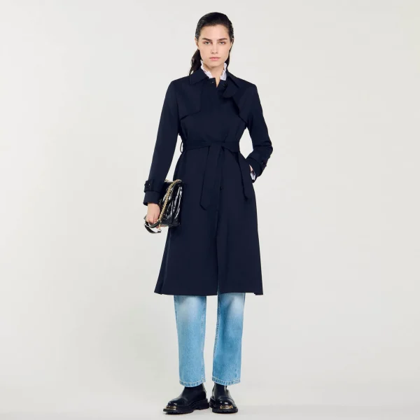 Cheap Trench à Empiècement Plissé Femme Manteaux