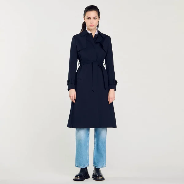 Cheap Trench à Empiècement Plissé Femme Manteaux