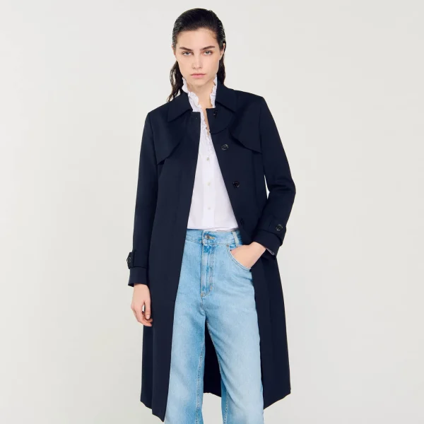 Cheap Trench à Empiècement Plissé Femme Manteaux