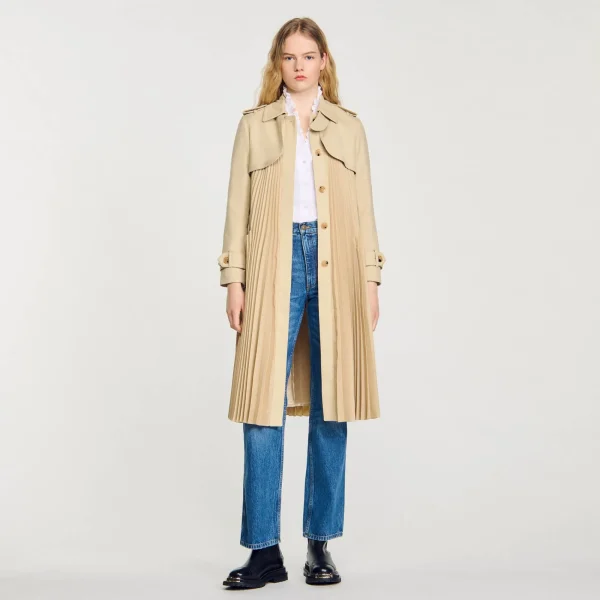 Fashion Trench Plissé à Ceinturer Femme Manteaux