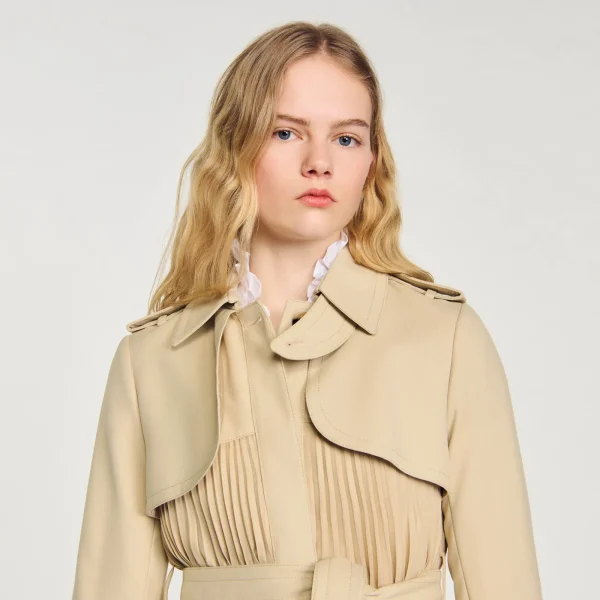 Fashion Trench Plissé à Ceinturer Femme Manteaux