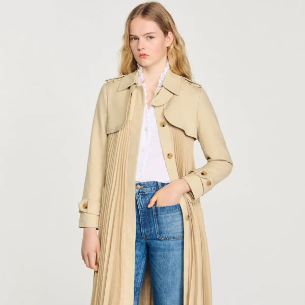 Fashion Trench Plissé à Ceinturer Femme Manteaux