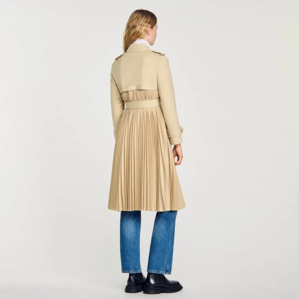 Fashion Trench Plissé à Ceinturer Femme Manteaux