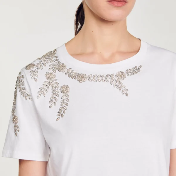 Clearance T-shirt Orné De Strass Femme T-Shirts