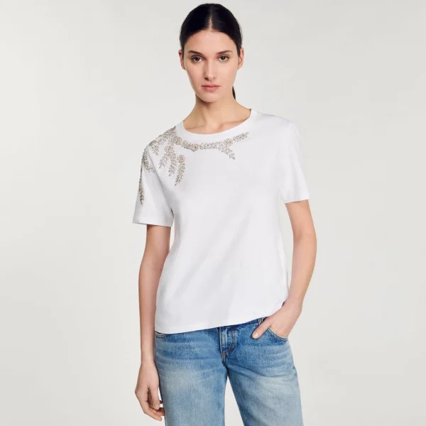 Clearance T-shirt Orné De Strass Femme T-Shirts