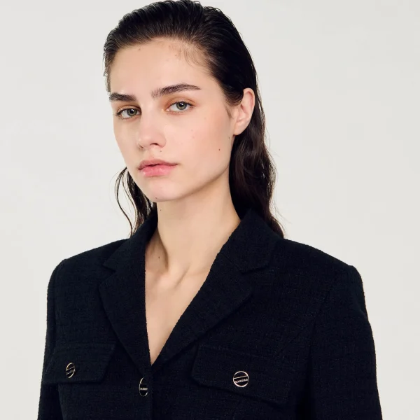 Best Veste Courte Boutonnée En Tweed Femme Manteaux | Costumes