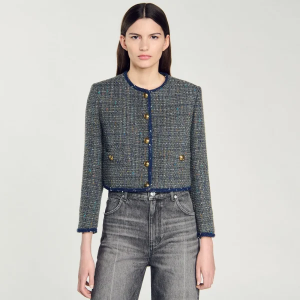 Clearance Veste Courte En Tweed Femme Blousons & Vestes